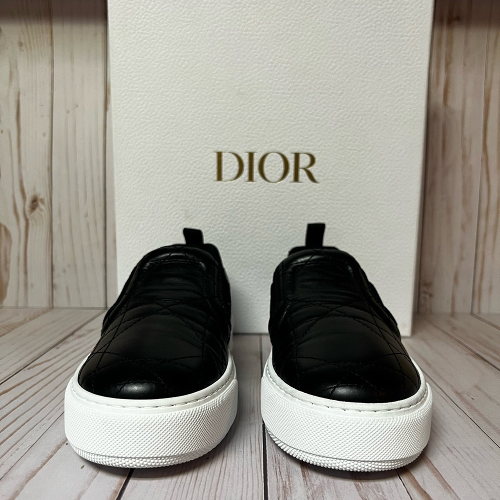Christian Dior Solar Cannage Quilted Leather Slip On Sneaker Black Sz 35 / 5 - Picture 6 of 14